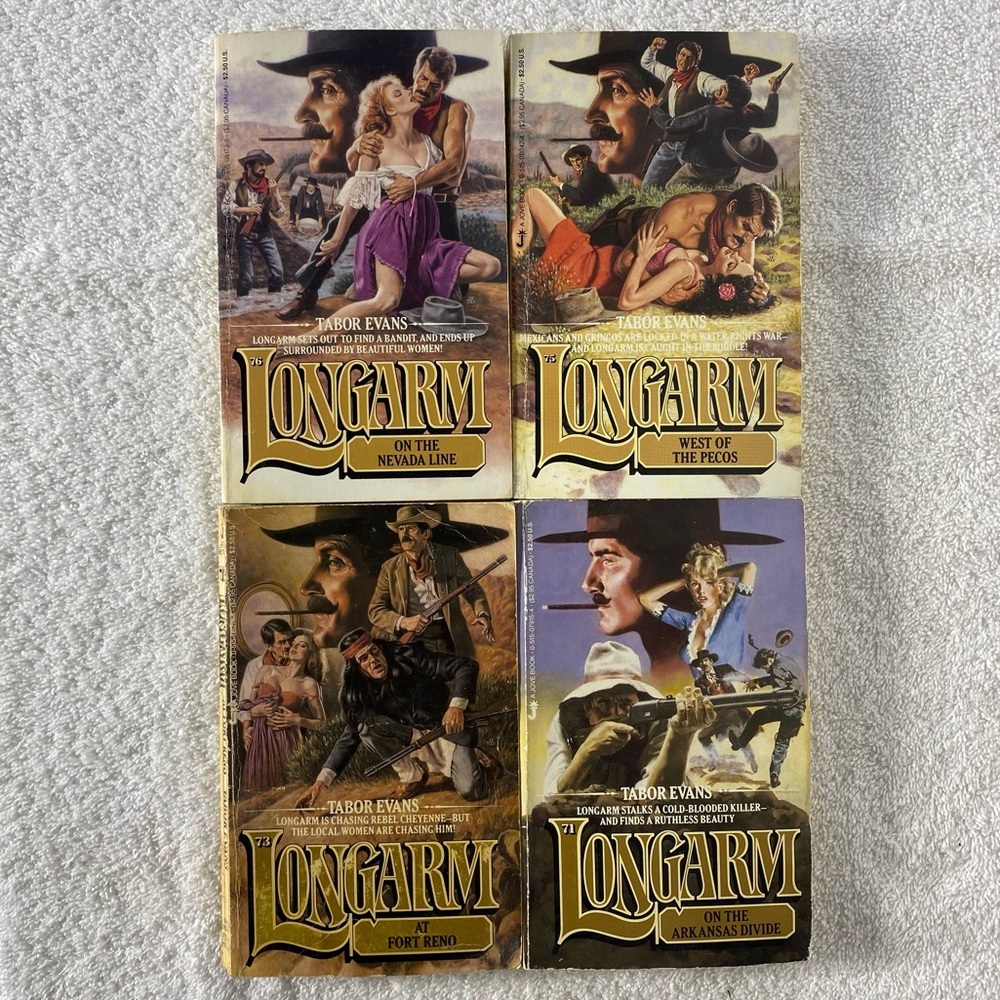 Vintage Longarm Action Western Romance Novel x4